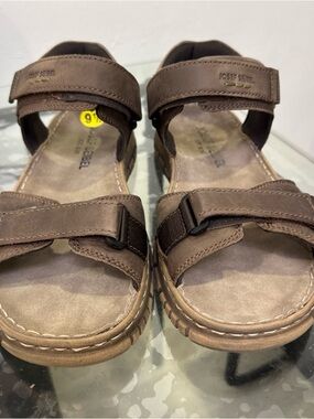 Josef Seibel Men's Brown Leather Adjustable Strap Sandals